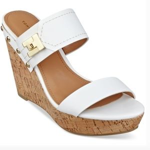 tommy hilfiger platform sandals black and white